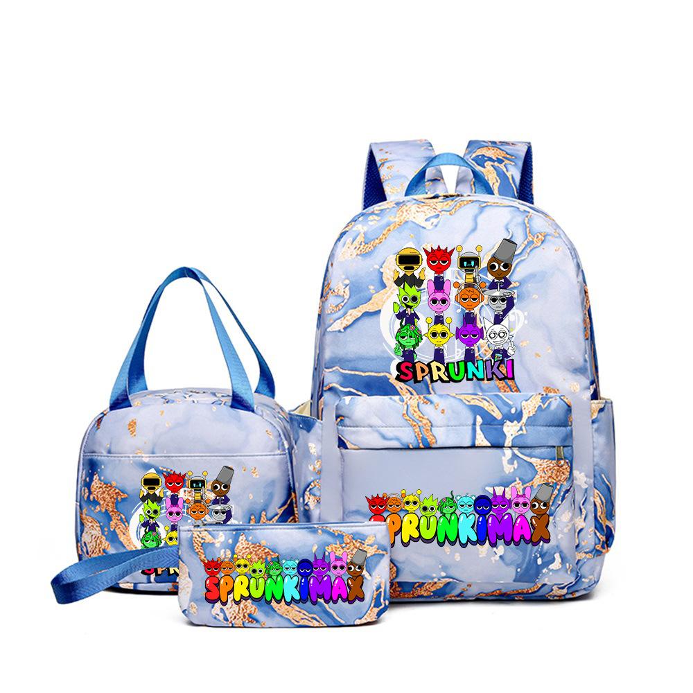 

3D New Game Rhythm Box Sprunki School Bag Backpack Elementary and Secondary School Backpack Crossbody Bag Pencil Bag as the picture