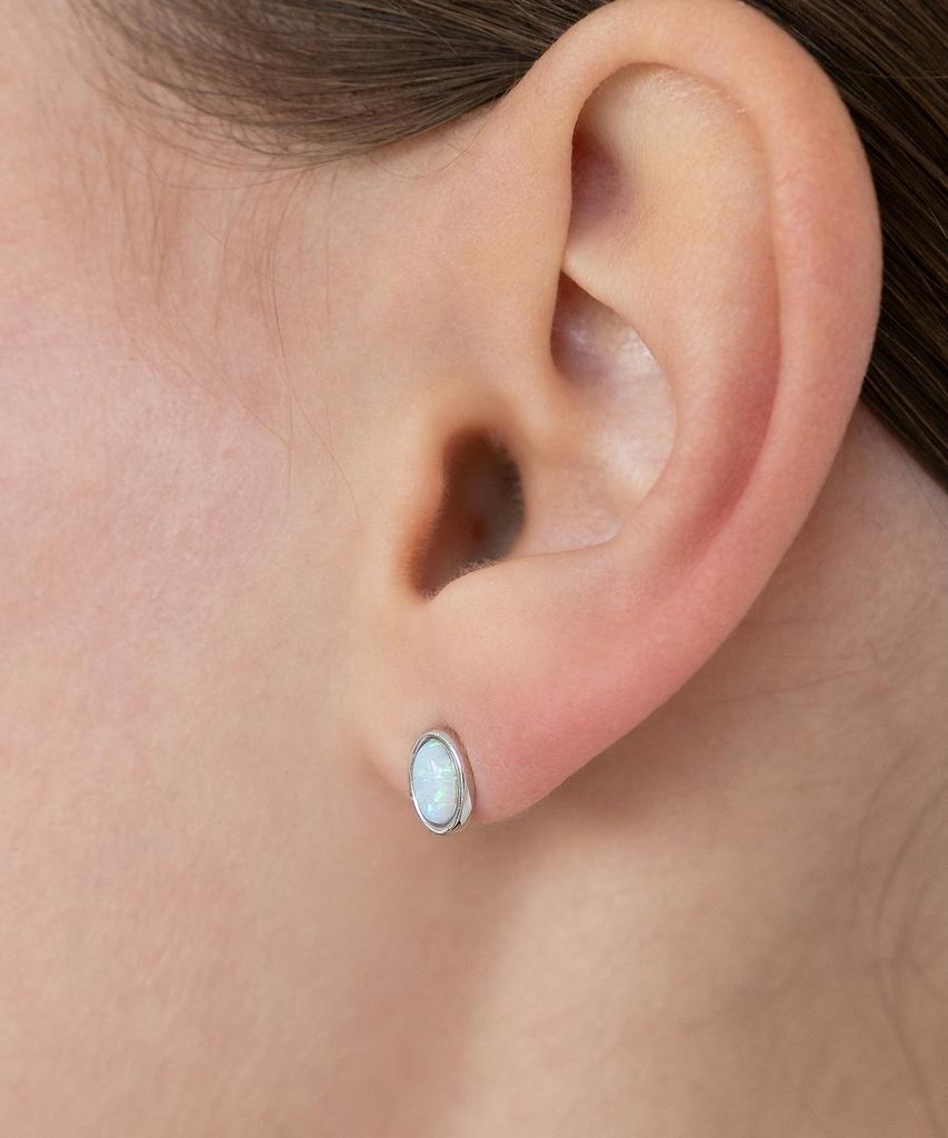Tatiana (Silver 925) Oval Gem Earrings Ec3267