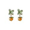 Glass Persimmon Retro Earrings, Stunning Girl Orange Earrings, Versatile And Elegant Chinese Style Earrings