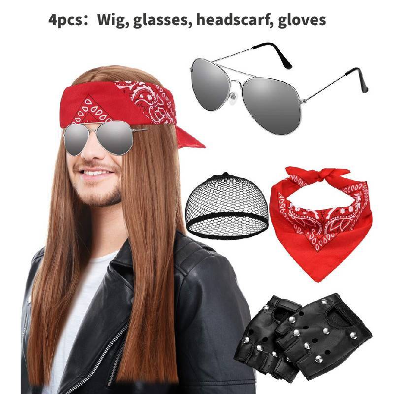 Kostium Cosplay Heavy Metal Rock z Okularami Przeciwsłonecznymi Dla Dorosłych i Dzieci