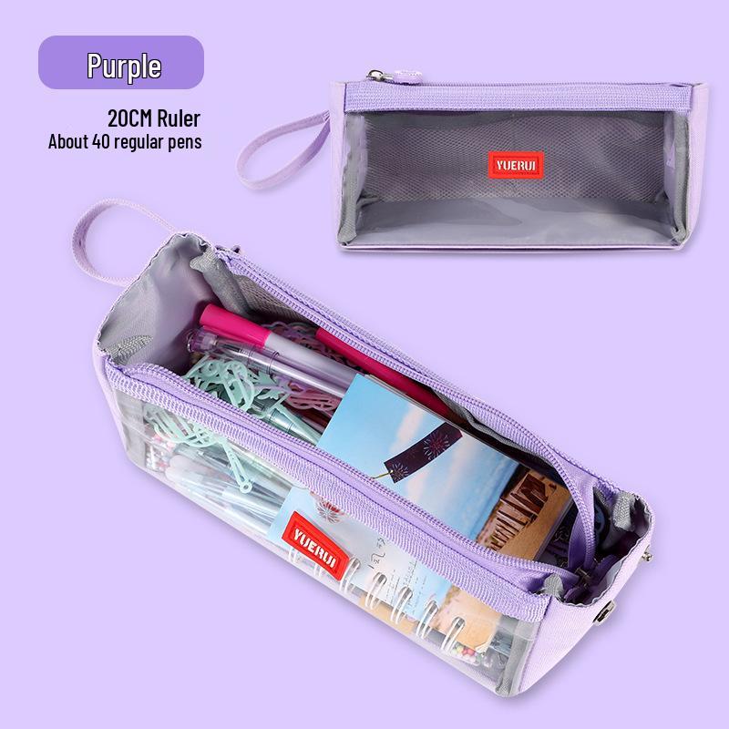 

Double-Layer Transparent Pencil Case, Large Capacity, Simple Design for Exams, Japanese Style, Ideal for Students.