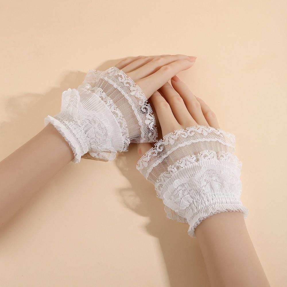 

Costume Accessory Fake Sleeves Cuffs Lace Ruffled Wrist Lace Cuff Sweater Cuffs Daily Accessory Style 2