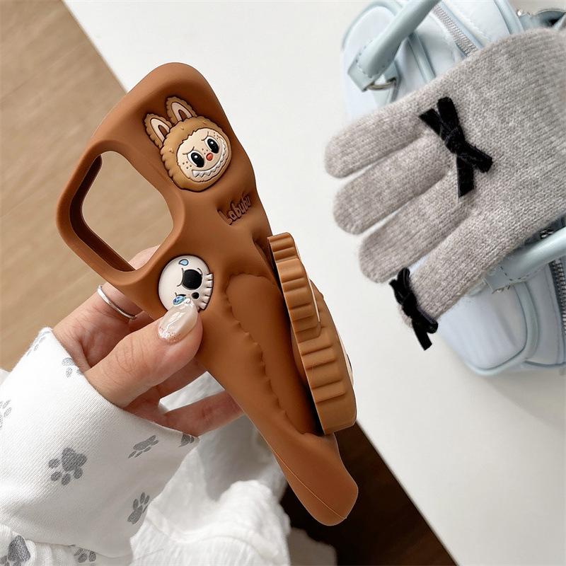 Cartoon Silicone Pull Tab Phone Case for iPhone 11-16 PRO/MAX