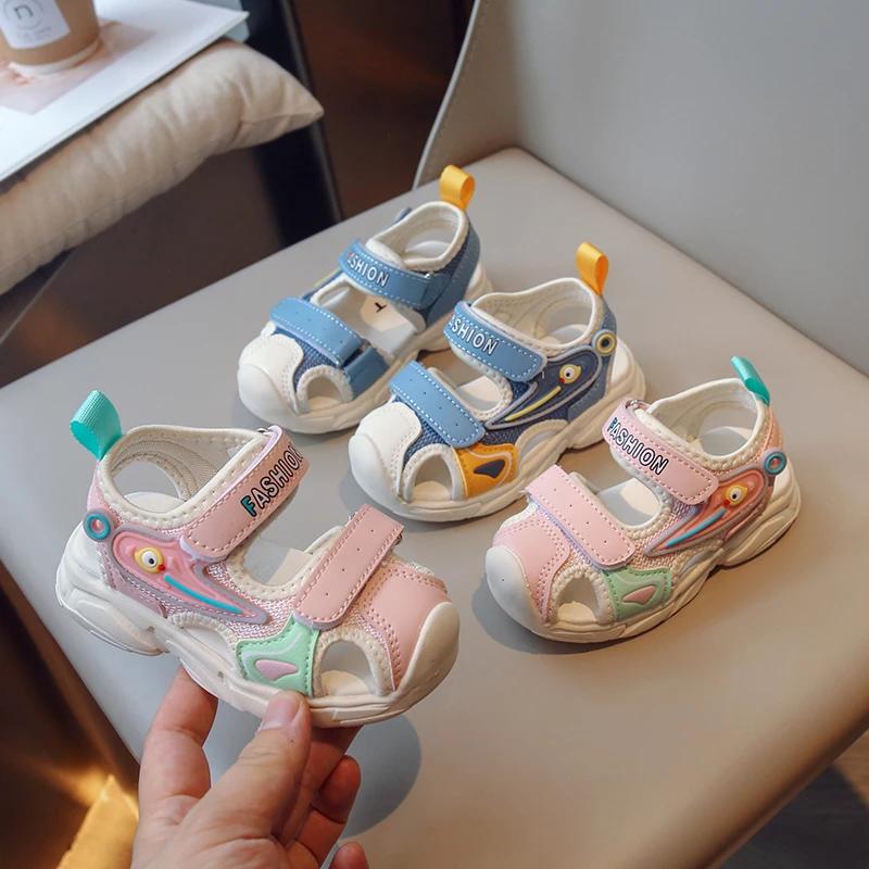 Unisex Children Beach Shoes for Toddlers Boys Girls 2025 Summer Kids Sandals Anti-kick Toe-covered Cut-outs Breathable Cute Soft
