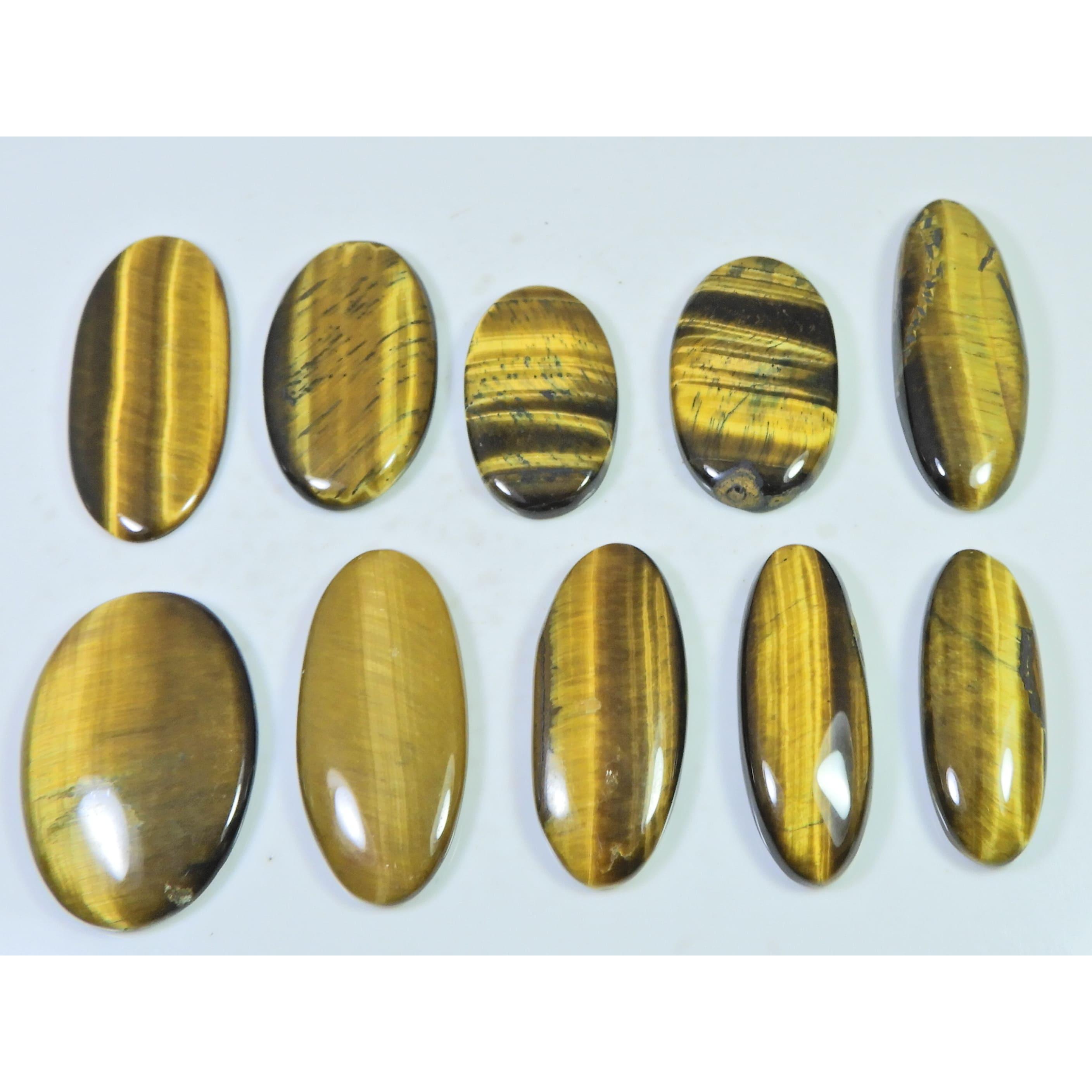 

332Cts. Natural Tiger Eye Oval Cabochon Loose Gemstone 10Pcs Lot 34-44 MM C-715