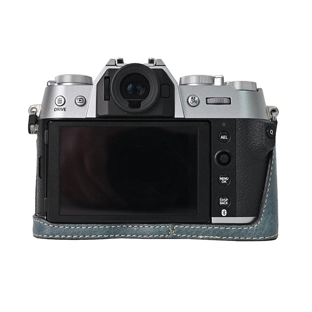 Litchi Pattern PU Leather Camera Half Case for Fujifilm XT50 Fuji X-T50 Bottom Battery Opening Magnetic Cover