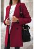 Women's Solid Color Double-Breasted Lapel Woolen Coat for Autumn/Winter 2025