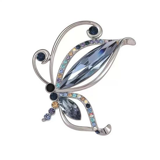 

Butterfly Brooch Dazzling Rhinestone Inlay Zinc Alloy Pin Suits Coats Sweaters Scarves Badge Outfit Accessory синий