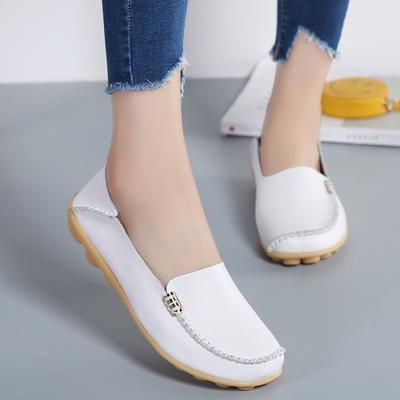 Women's Four Seasons Casual Mom Shoes Large Comfortable Pu Leather Nurse Shoes