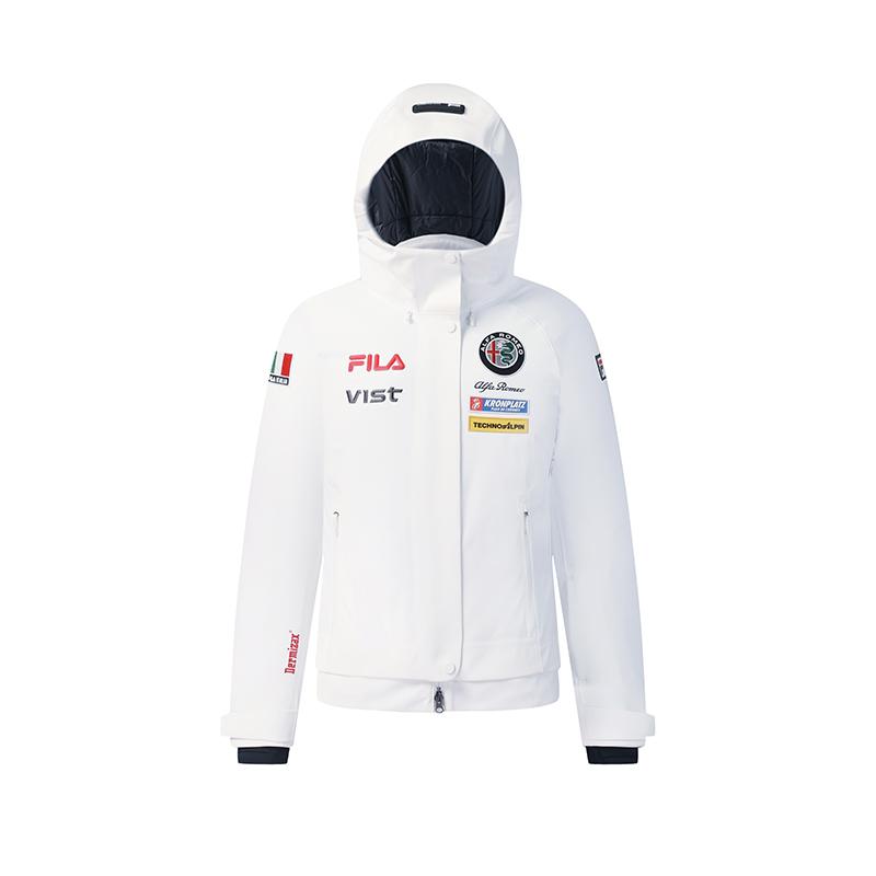 Fila Ski Series Fashionable Warm Waterproof Windproof Hooded Ski Jacket Women Jackets White A11W546916FWT