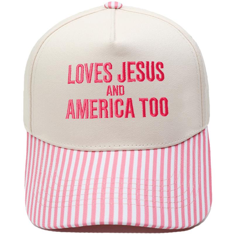 LOVES AMERICA embroidered truck driver baseball cap color matching European and American men's and women's casual sun hat