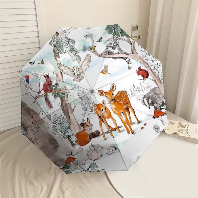 

1PC forest animals Umbrella-8-Rib Reinforced Portable Folding Travel Suitable for All Seasons Outdoor Daily Use-Z0466