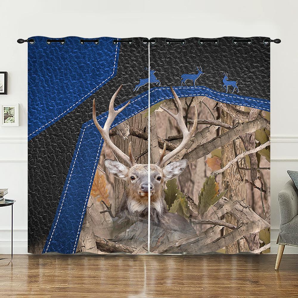 Curtains Animal Deer Curtains Bedroom Living Room Blackout Curtain Perforated