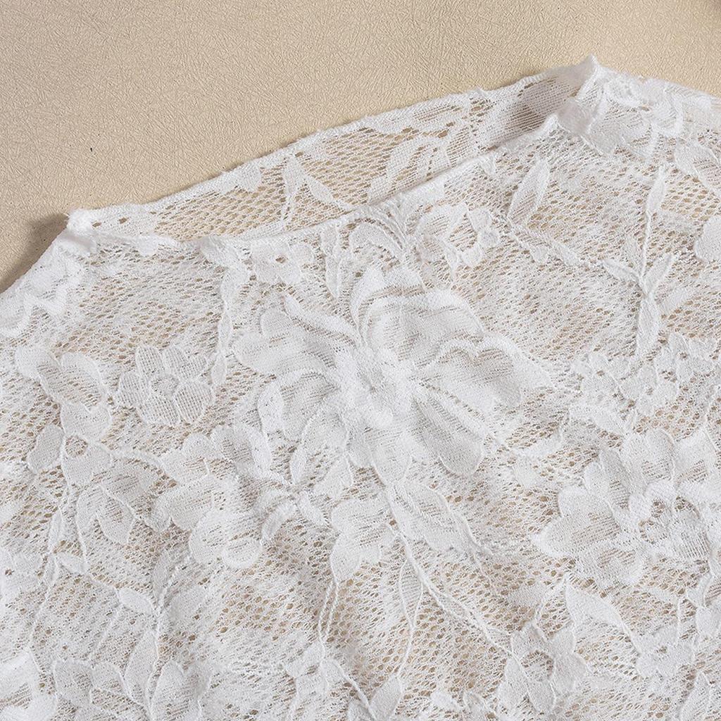 Haut Sexy en Dentelle Transparent à Manches Longues Coupe Ajustée Automne 2025 pour Femmes