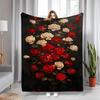 Comfortable Luxury Rose Floral Flannel Blanket, Suitable for Sofa, Bed, Office, Travel, Camping, Holiday Gift Decoration,