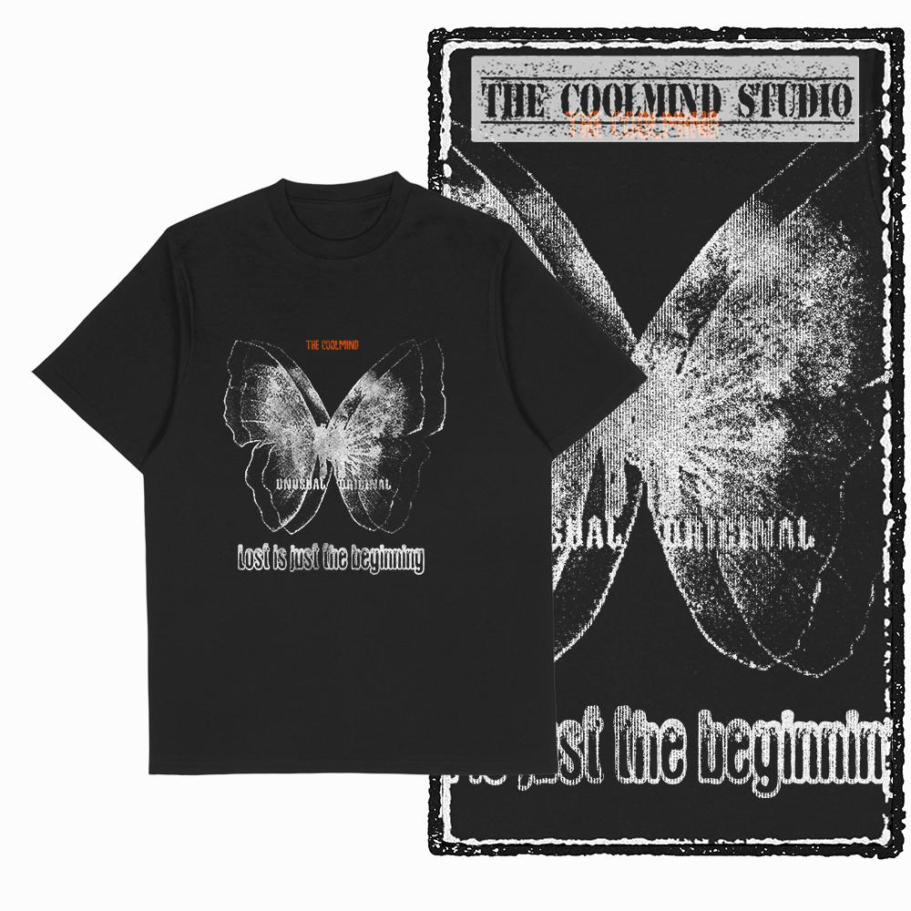 Coolmind X0113 Butterfly Vibes 100 cotton exclusive graphic Unisex tshirt big size streetwear t shirt for Unisex tee shirts