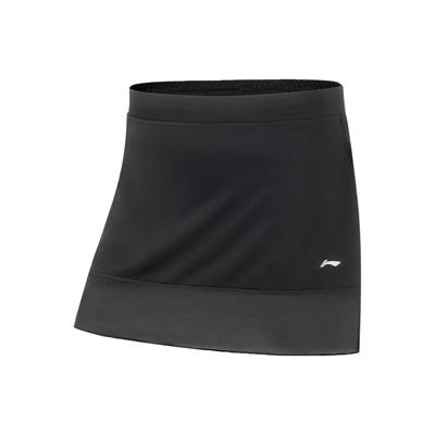 Li Ning Badminton Series Cor Sólida Secagem Rápida Fresca Saia Shorts Feminina partes de baixo Preto ASKR020-3