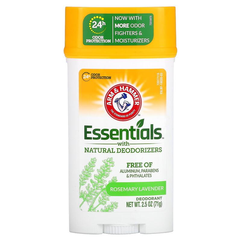 Essentials with Natural Deodorizers, Deodorant, Wide Stick, Rosemary Lavender, 2.5 Oz (71 G)