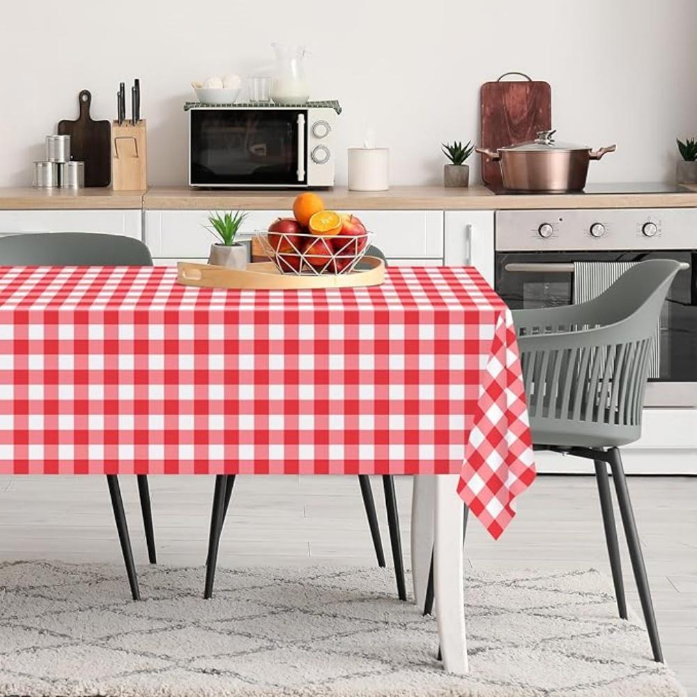 1/2pcs Disposable Table Cloth Waterproof Plastic Tablecloth, Rectangle Checkered Table Covers for Picnic, Birthday, Part