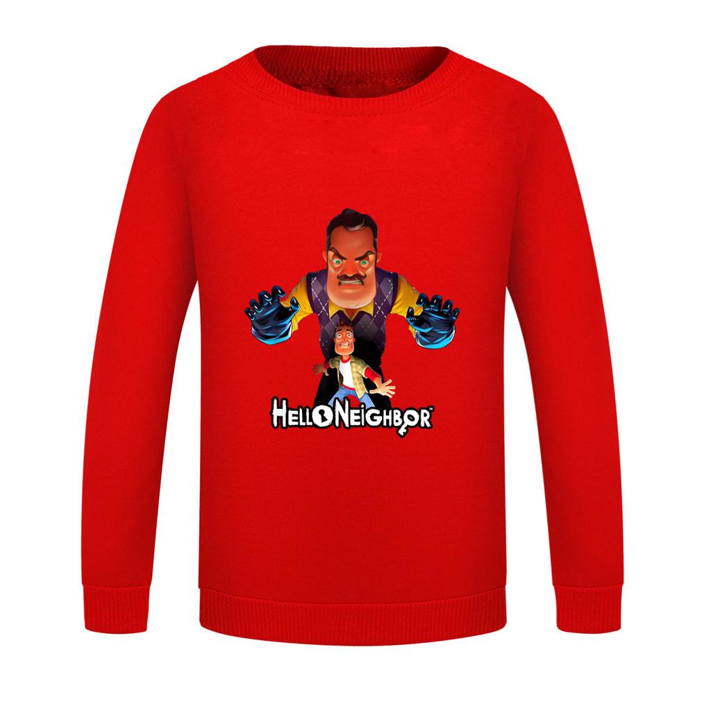 

4266 Kids Boys Girls HELLO NEIGHBOR Printed Casual Long Sleeves Round Neck Sweatshirt Top 160cm червоний