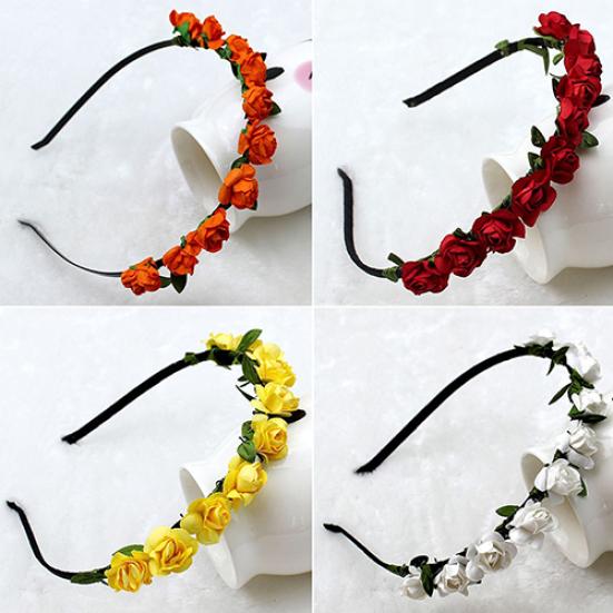 Rose Flower Crown Festival Headband Wedding Garland Floral Hairband Accessory