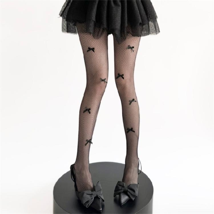 Breathable Lace Fishnet Tights With Unique Bows Embellishment Smooth And Comfortable Pantyhose For Comfort