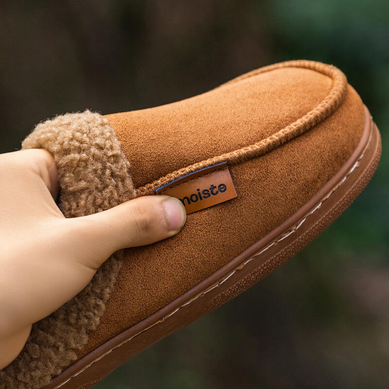Men's Winter Plush Outdoor House Slippers - Fleece Lining, Memory Foam and Tpr Anti-Slip Sole, Windproof, Warm and Comfortable