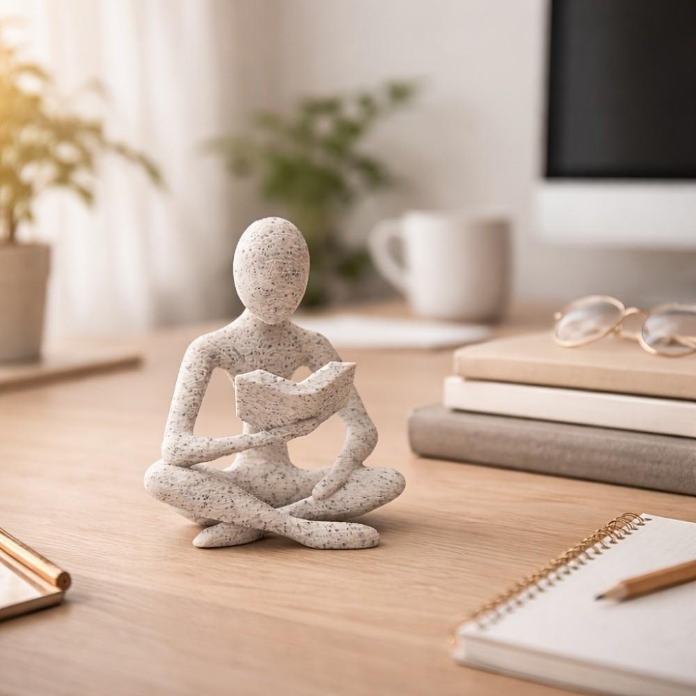 Abstract Reader Sculpture Ornament Mini Reading Figure Ornament  Living Room