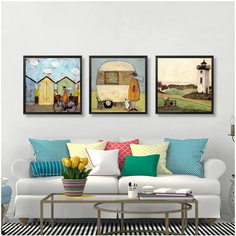 Landscape Love Dogs Pet Canvas Wall Art Paintings Posters and Prints Pictures Living Room Home Decor Vintage Nordic Abstract