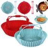 Reusable Air Fryer Baking Tray Silicone Airfryer Liner Oven Mat with Handle Basket Pizza Fried Chicken Grill Pan Mat For Kitchen