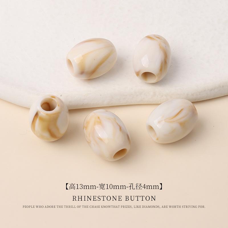 

5pcs Acrylic Two-Color Large Hole Bucket Beads Handmade Beaded Jewelry Beads Swimsuit Skirt Shoelaces Shoes Decorative Round Bead Buckle Rice Brown 10mm * 13mm