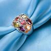 SODROV Rainbow Jewelry Colorful Crystal Zircon Rings for Women Wedding Engagement Flower Ring