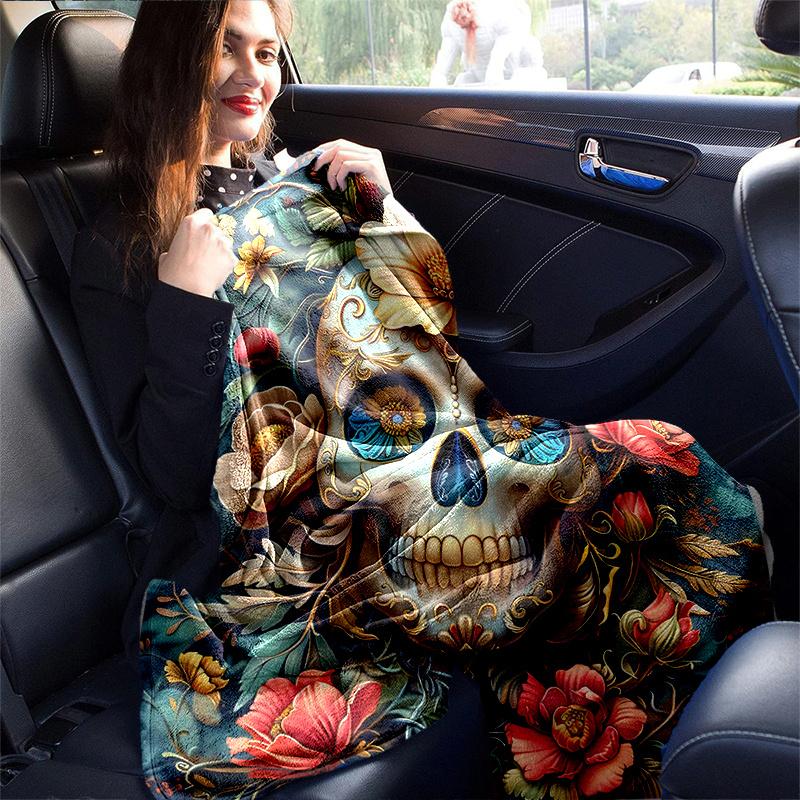 1pc Day of the Dead Design Theme Blanket Soft Throw for Home Decor, Perfect Gift for and , for All Seasons .K028