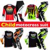 Set echipament motocross pentru copii 4 5 6 7 8 9 10 11 12 13 ani Tineret copil Motocicletă băiat fată Set pantaloni din jerseu Costum de curse Off-road Enduro MX MTB
