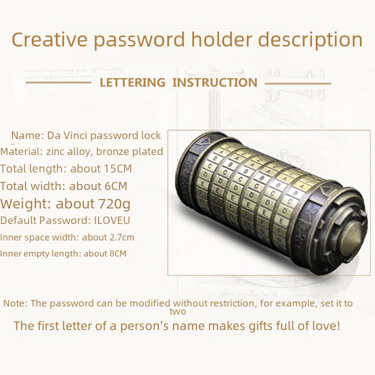 Da Vinci Retro Combination Lock Cylinder - Creative Gift for Romantic Occasions