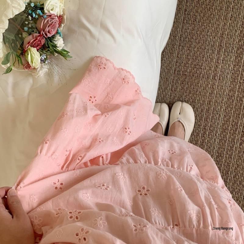 Embroidered Fairy Korean Patchwork Skirt: Fluffy, Medium-Long, Solid Color, Summer Design
