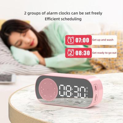 Despertador Espelho Sem Fio Alto-falante Subwoofer Compatível com Bluetooth Rádio FM Acessórios Portáteis Suporte para TF