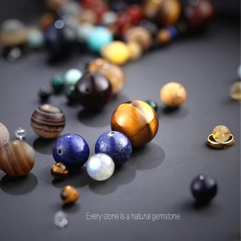 1PC Adjustable Planet Bracelet - Solar System Astronomy Ornament with Star of David and Black Beads Symbolizing Outer Space