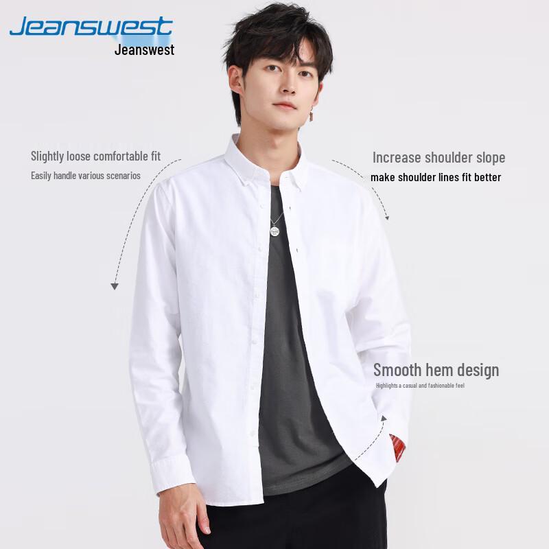 Jeanswest Men's American Style Casual Long-Sleeve Collared Shirt