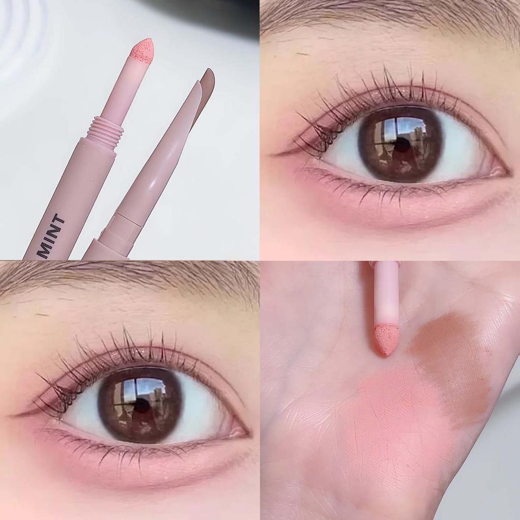 Matte Pink Lying Silkworm Pen Double Head Sickle Eyeliner Lying Silkworm Waterproof Natural Glitter Eyeshadow Contouring Make Up