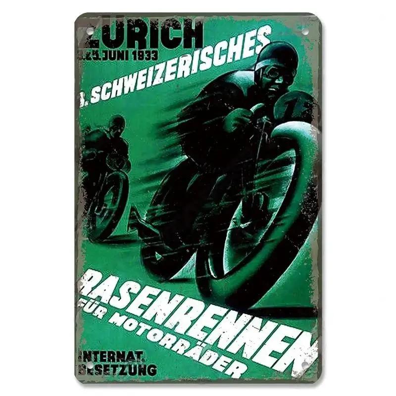 Vintage Metal Sign Motorcycle Poster Decor TT Racing Metal Tin Plate Living Room Wall Garage People's Cave Restaurant Art Decor