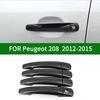 For Peugeot 208 2012-2015 Accessory Carbon Fibre Pattern Car Door Handle Covers Trim 2013 2014