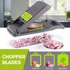 Vegetable Chopper Dicer and Slicer, Oricean® 7 Stainless Steel Blades, with Storage Container