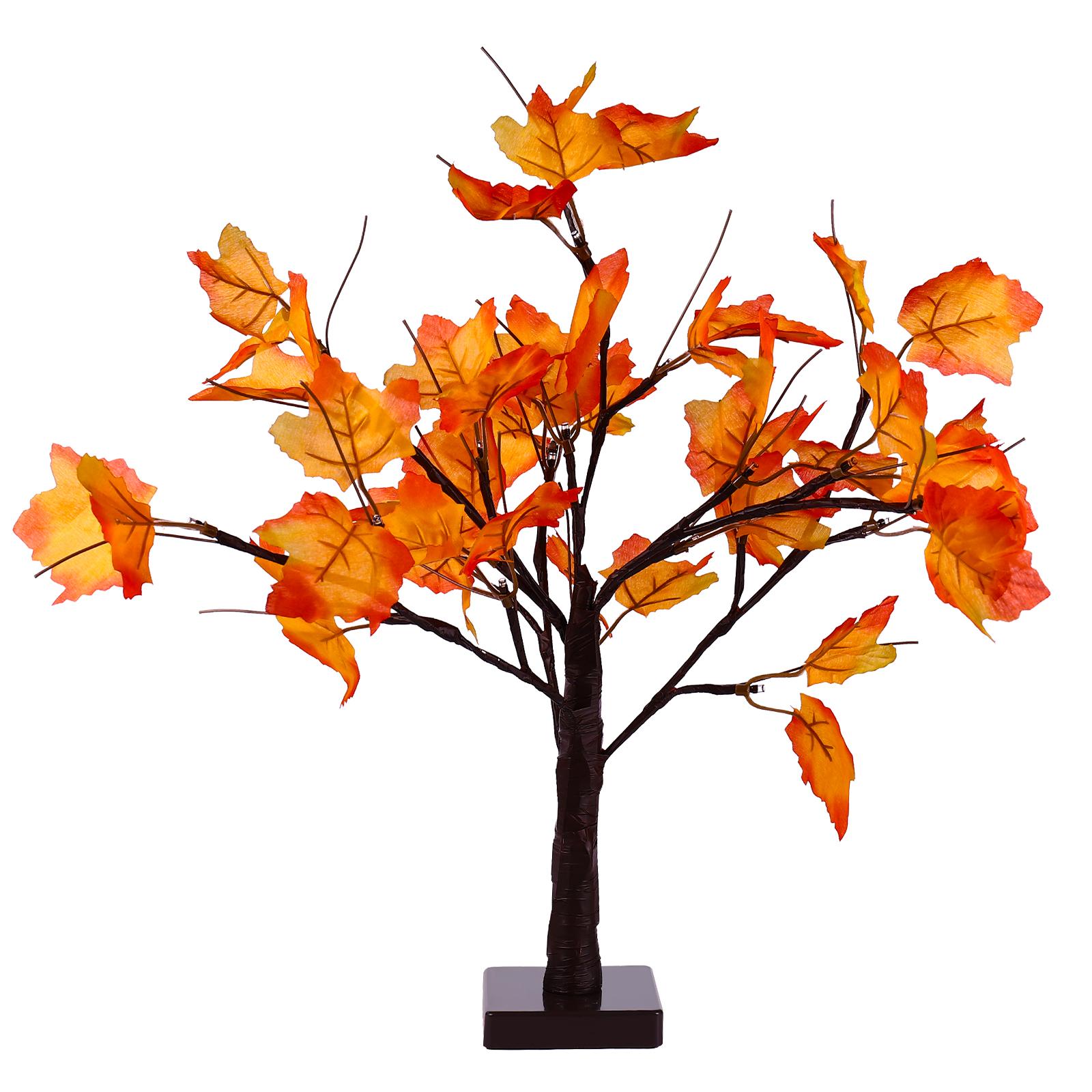 

OSALADI 24 головки искусственного осеннего клена с подсветкой, управляемое настольное осеннее дерево для украшения домашнего праздника (Теплый Ви XXL
