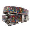 Rhinestone Punk Graffiti Hand-Painted PU Belt - Rock Fashion, European & American Style