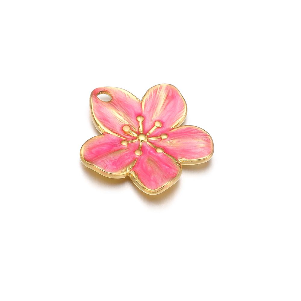 5pcs Stainless Steel 18K Gold Color Enamel Colorful Flower Charms Pendants for DIY Jewelry Necklace Making Bracelets Accessories