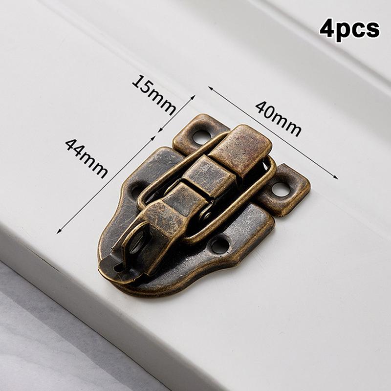 4Pcs Vintage Jewelry Wood Box Hasps Drawer Latches Decorative Suitcases Hasp Latch Buckle Clasp Furniture Hardware