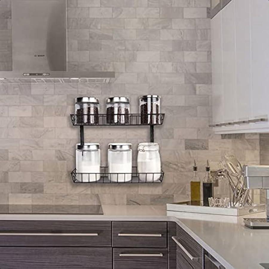 

Регулируемая настенная полка для специй 3-ярусная двойного назначения многоцелевой органайзер черная United States