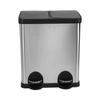 30L Stainless Steel Dual Compartment Step Trash Can Kitchen Garbage Bin with Soft Close Lid Silent Pedal Two Inner
