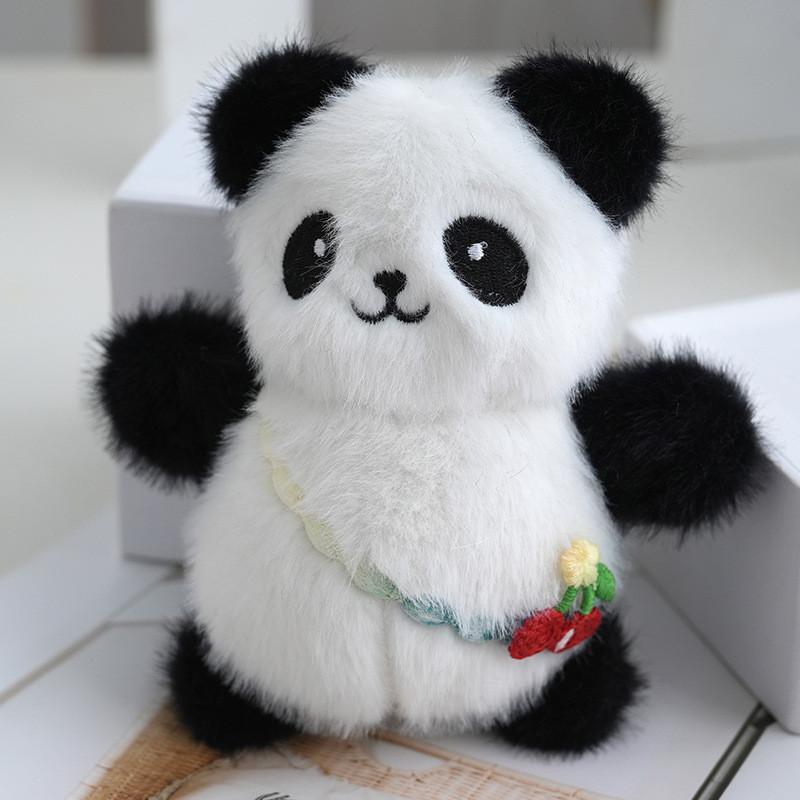 Charming Plush Flower Panda Keychain Bag Doll Soft Animal Toy For Childrens Play